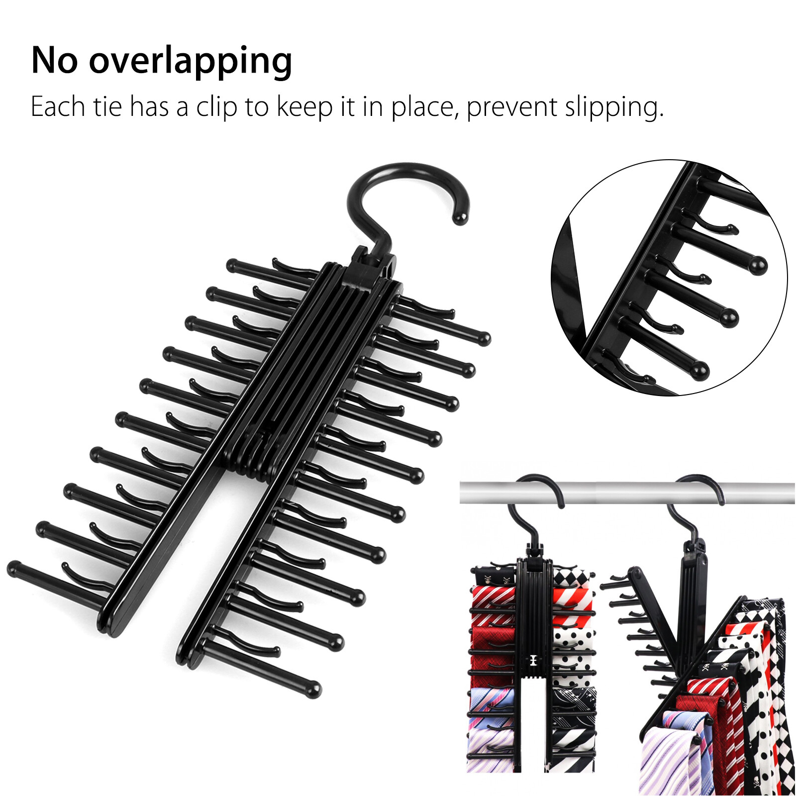 Adjustable X Neck Tie Rack Hanger Non-Slip Belt Compact Closet Holder Organizer