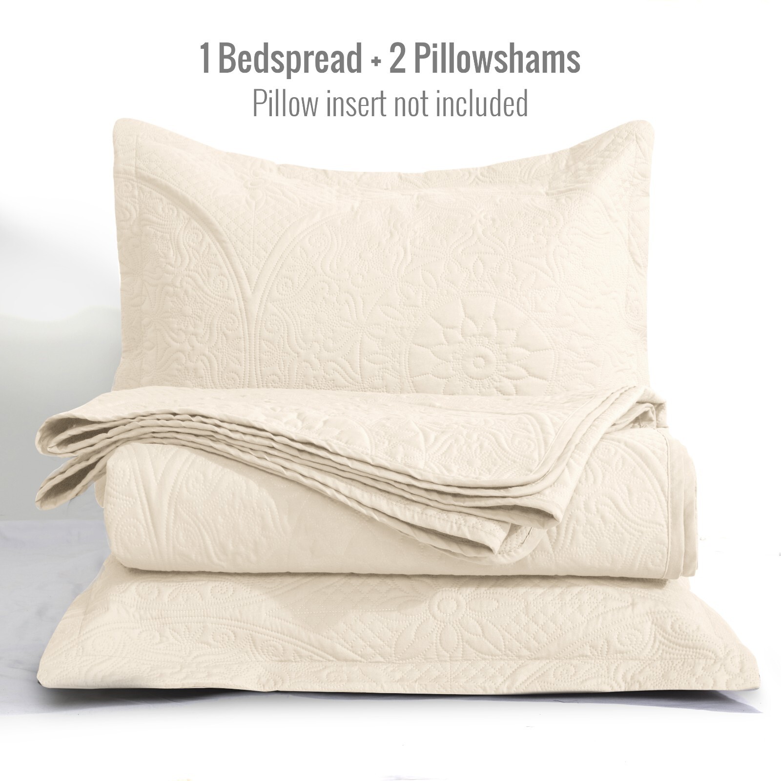 Luxury Bedspread Bedding Set 3 Piece Quilted Coverlet Bed Throw Queen King Size