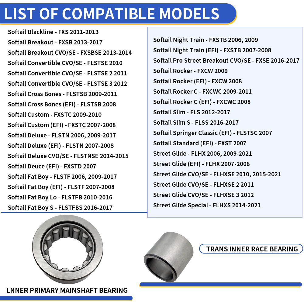 Primary Mainshaft Bearing & Seal Kit For Harley Iron 883 1200 Road King Softail