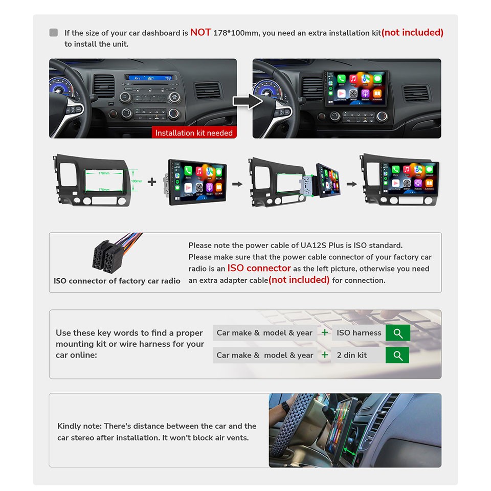 10.1" QLED Double DIN Head Unit Android Car Stereo Apple CarPlay GPS Navigation