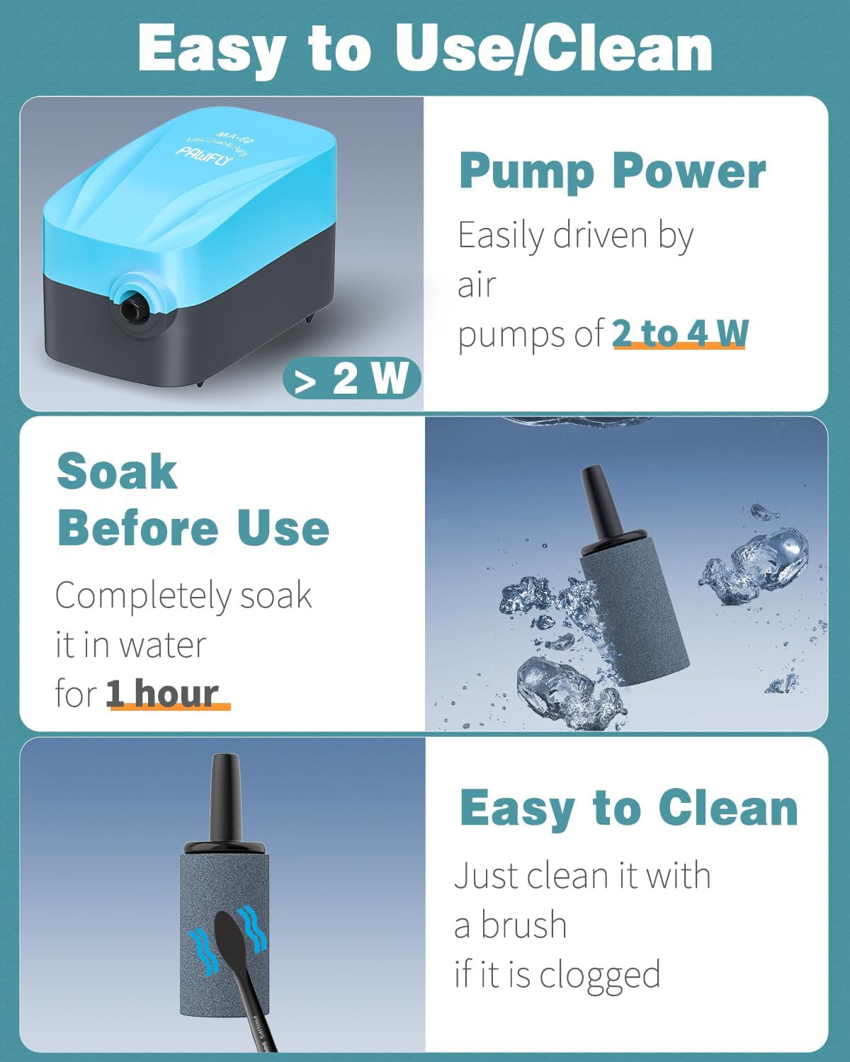 Pawfly Aquarium Air Stone 1 Inch, Fish Tank Air Stone Aerator Bubble Diffuser fo