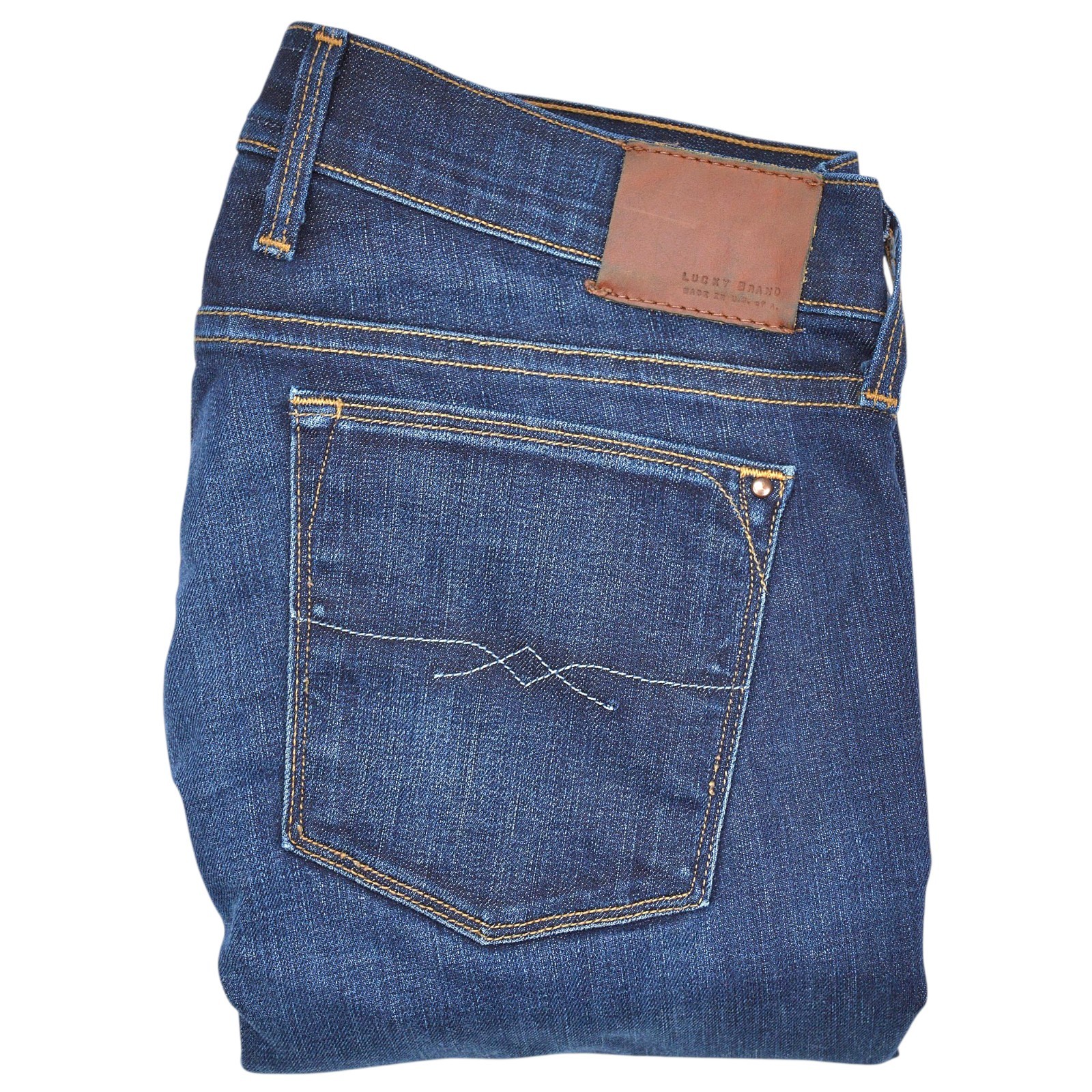 Lucky Brand Charlie Skinny Jeans Womens 6/28 Dark Blue Denim White Oak Cone USA