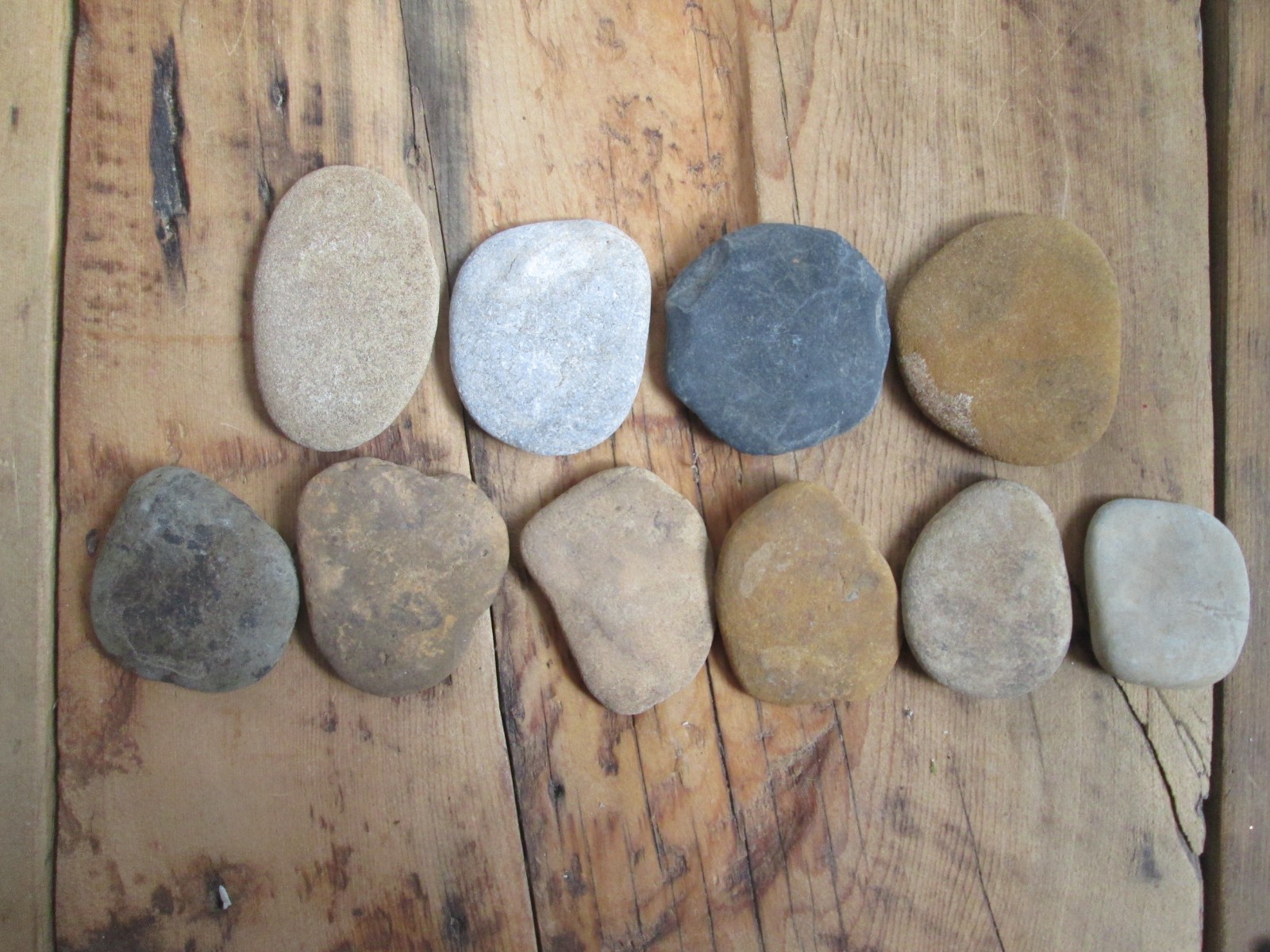 Set 10 Flat Natural River Rocks Stones Stacking Creek Feng Shui Cubicle Desk Art