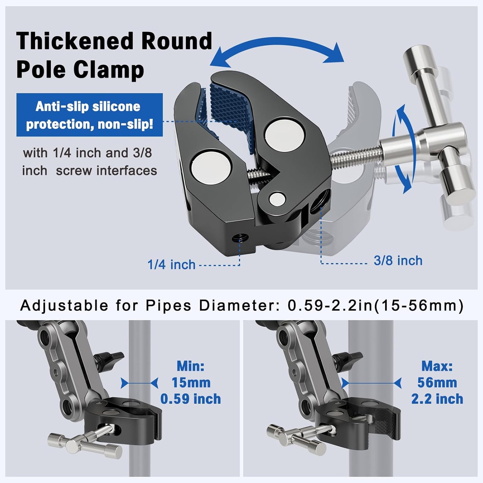 Heavy Duty iPad Tablet Phone Holder Clamp for Mic Stand Bike Treadmill Peloton