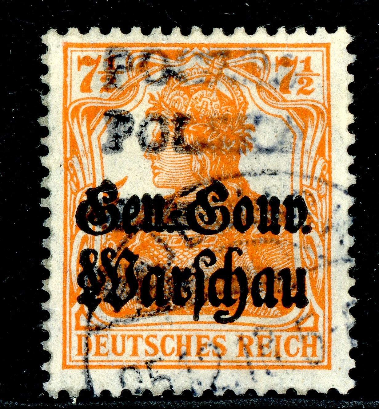 Poland 1918 Wloclawek First Issue 7½pf Local Overprint  Mint M598