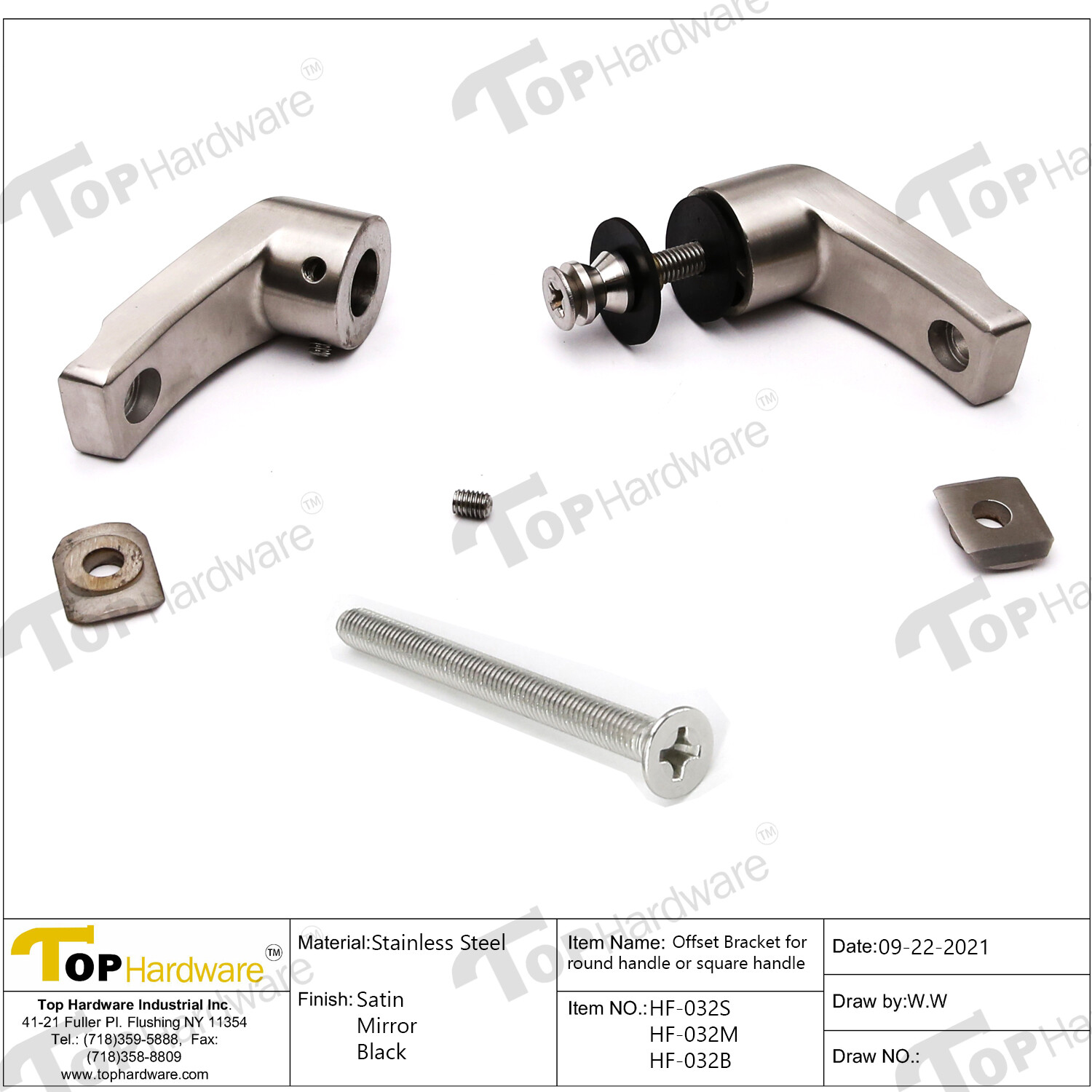 Stainless Steel Offset Style Back to Back Glass Door/Barn Door Push Pull Handle