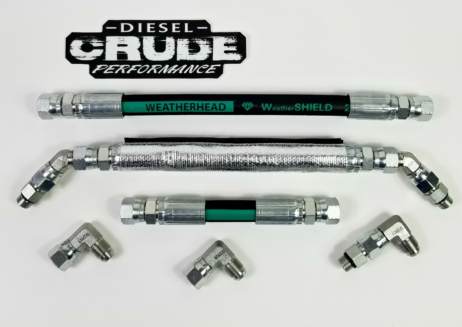 94-97 OBS Ford 7.3L Powerstroke Replacement HPOP Oil Hoses Set With Crossover