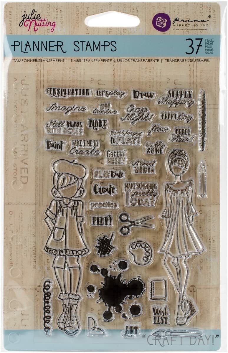 Prima Marketing Julie Nutting Mixed Media Doll and Planner Stamps - You Choose!