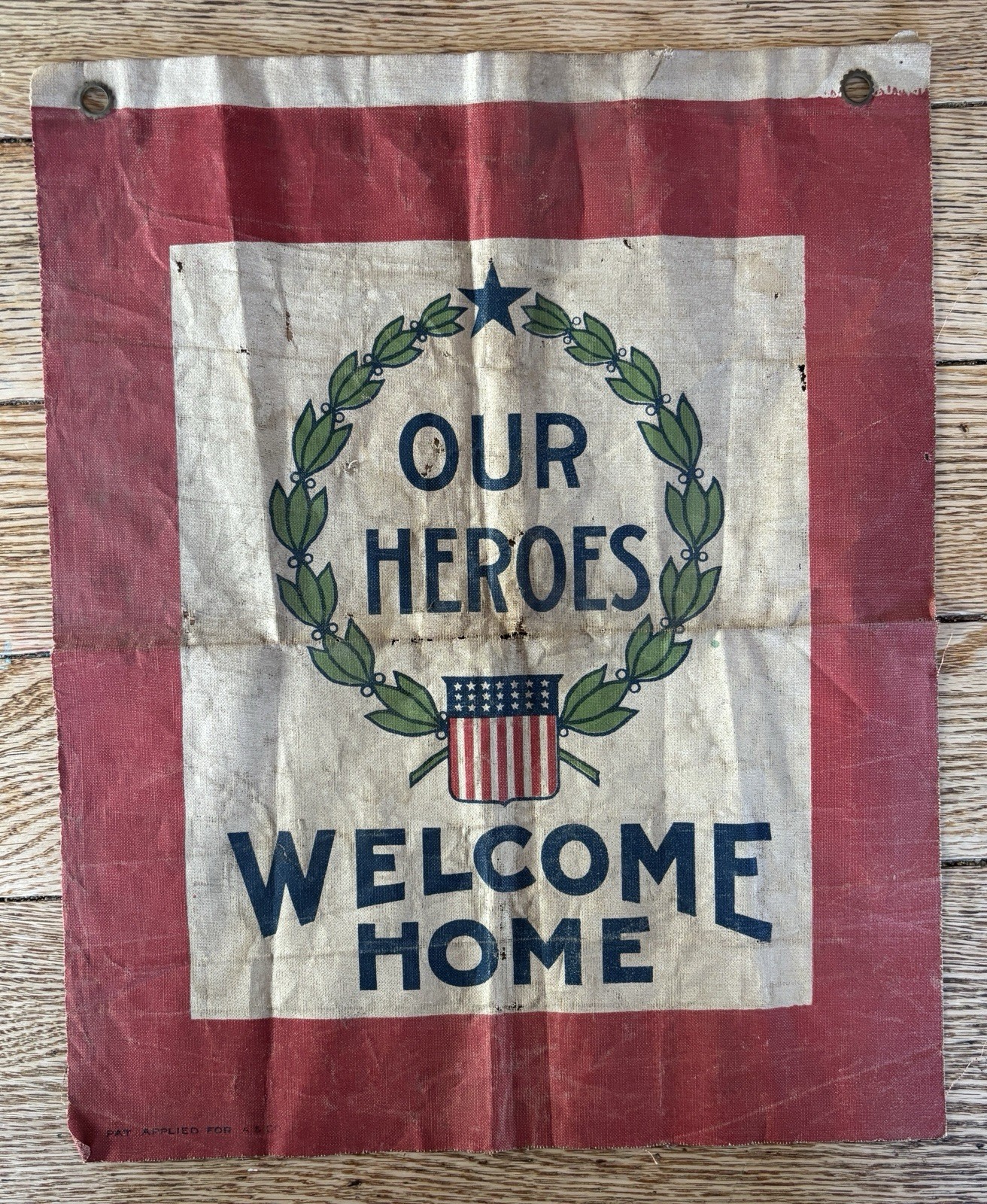 Very Rare WWI World War 1 1919 OUR HEROS WELCOME HOME VICTORY Canvas Banner