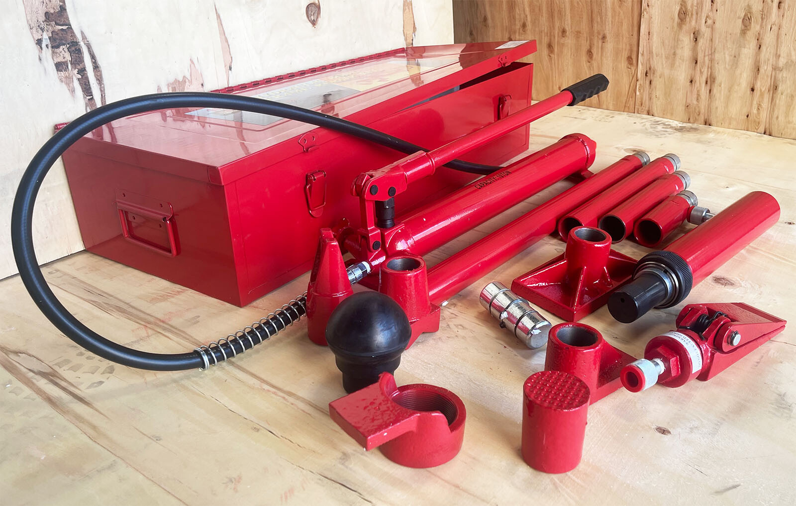 10 Ton Porta Power Hydraulic Jack Body Frame Repair Kit Auto Shop 2 Wheels Lift