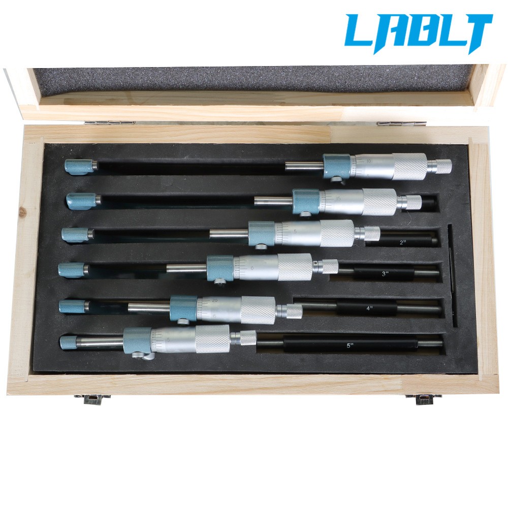 LABLT Precision Outside Micrometer Set 0-6" 0.0001" Carbide Standards 6Pcs Set