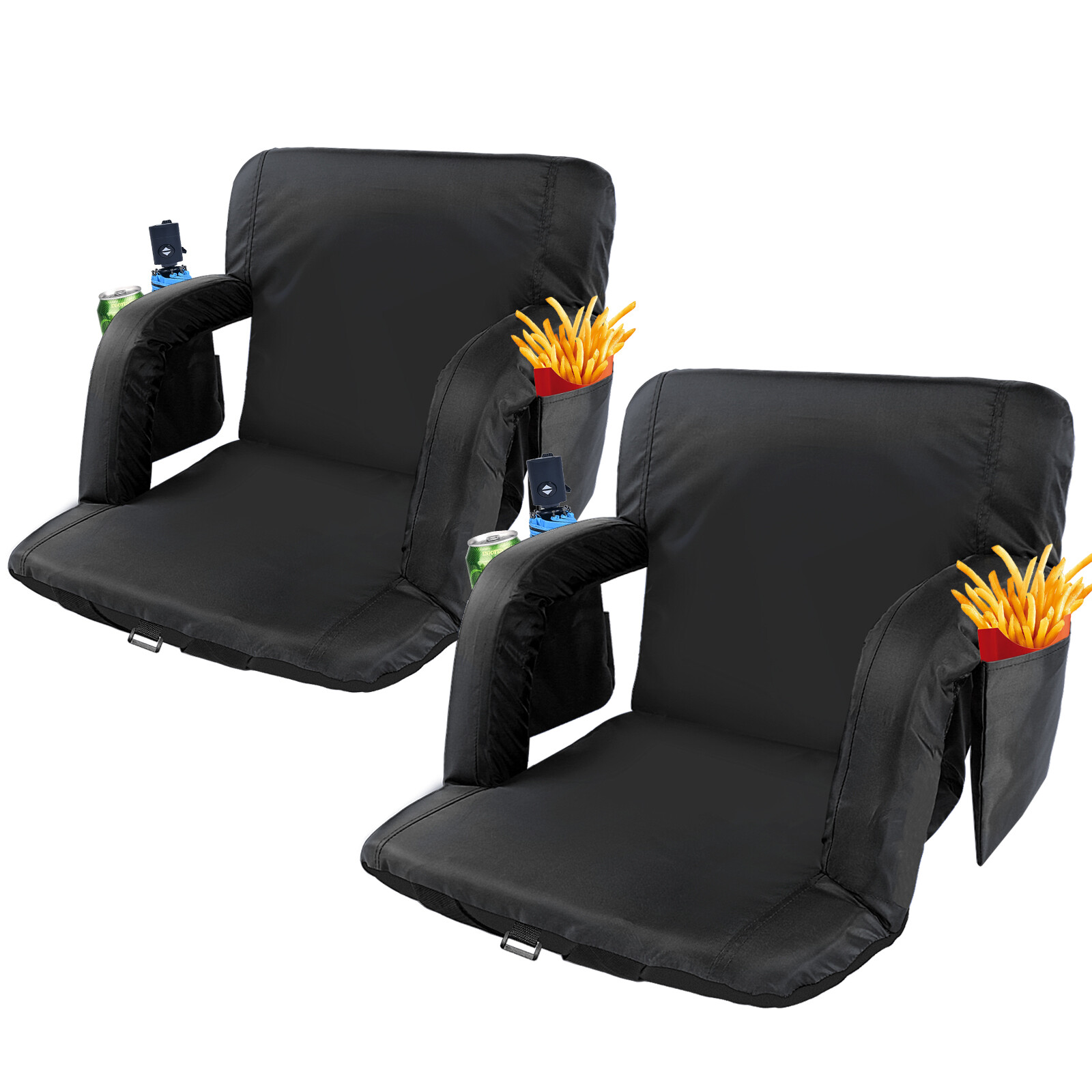 NAIZEA 2Pack Stadium Seats for Bleachers With Back Support 6 Reclining Positions