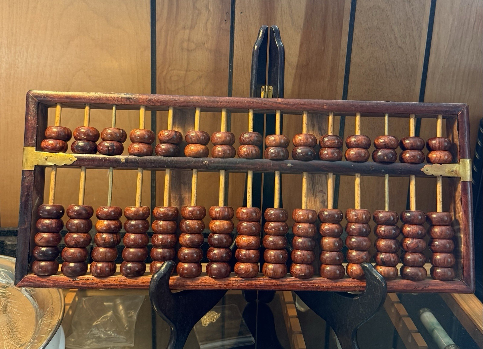 Vintage Chinese Lotus Flower Brand Abacus 105 Beads Row 15