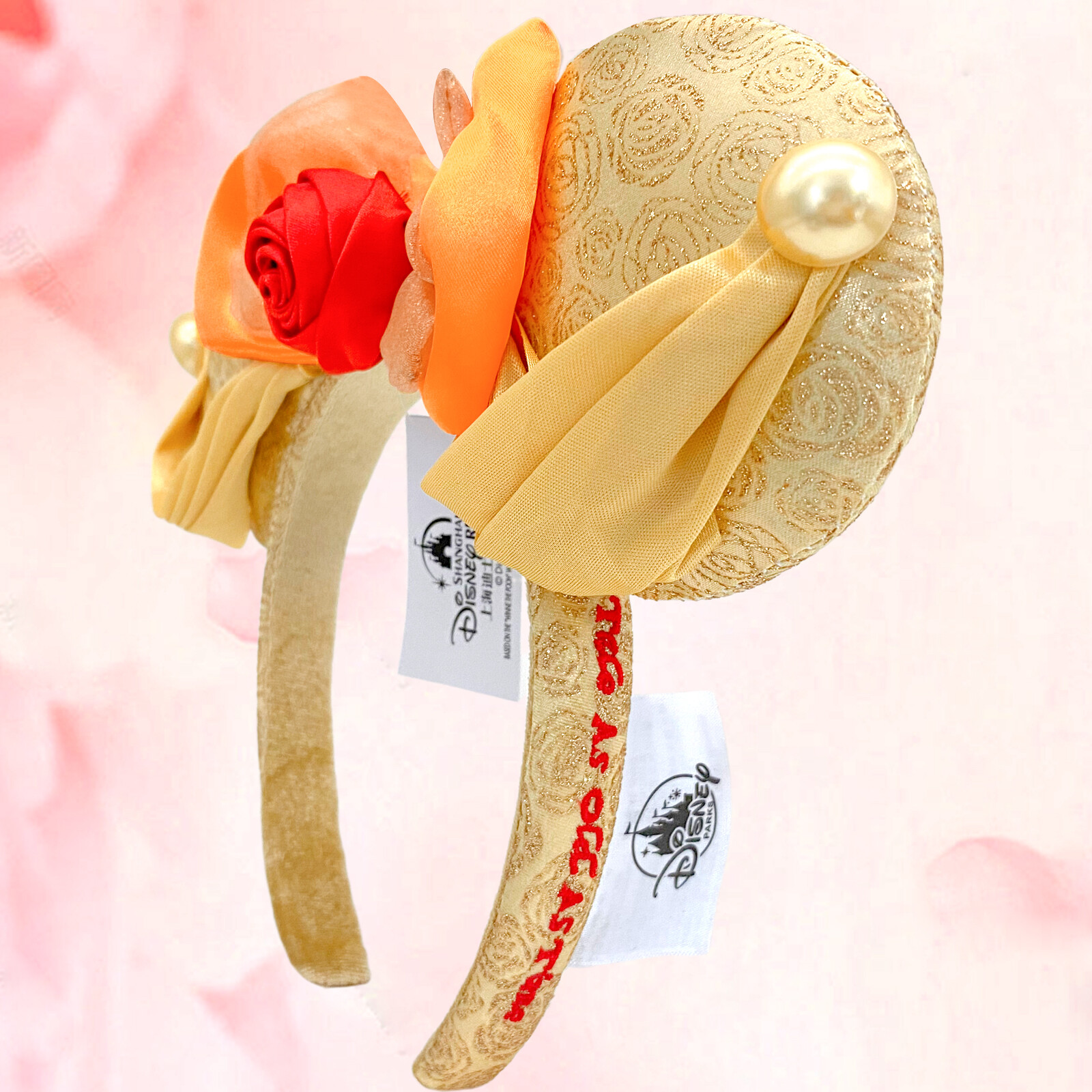 Disney~Parks Minnie Mickey Mouse Bow Ears Belle Beauty & the Beast Headband Girl