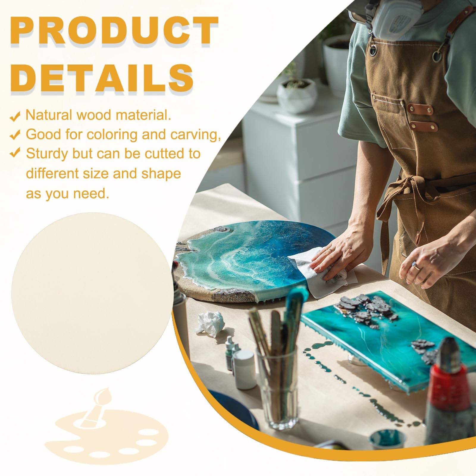 30 Pcs 3 Inch Unfinished Wood Circles Round Blank Wooden Discs for DIY Crafts