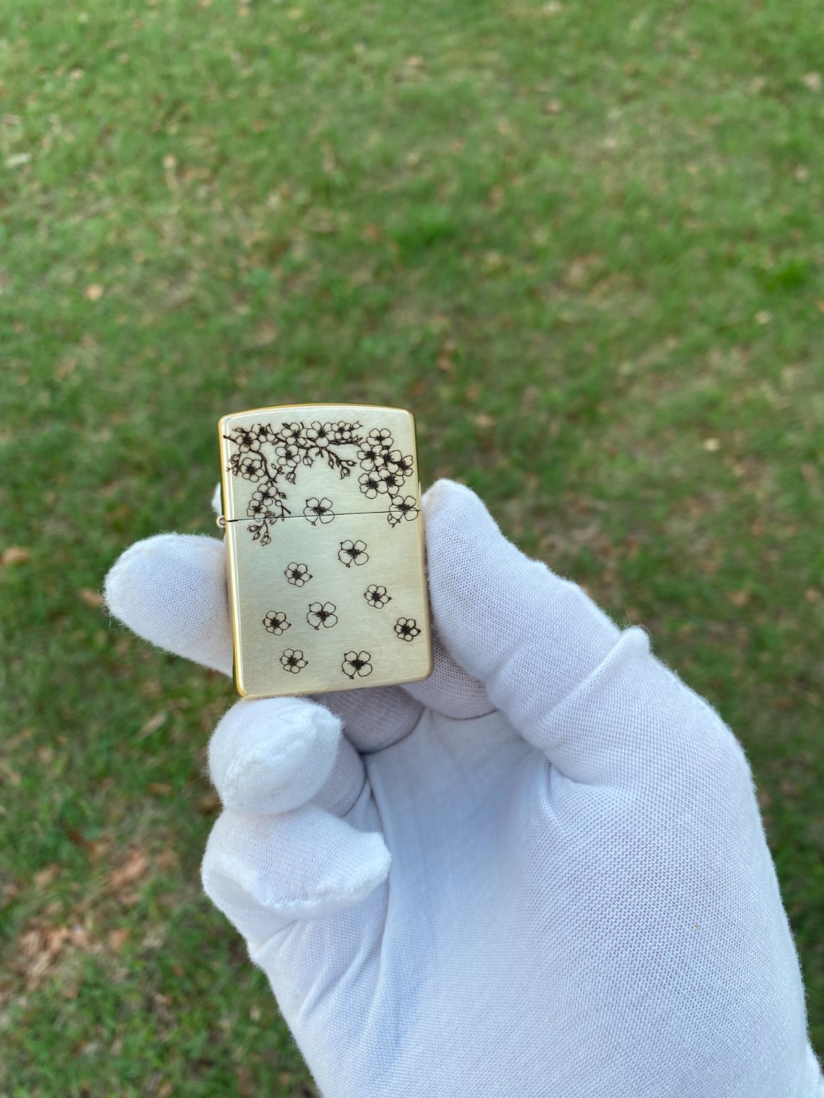 Cherry Blossom Custom Zippo Lighter | Brass Armor Zippo | Made In USA