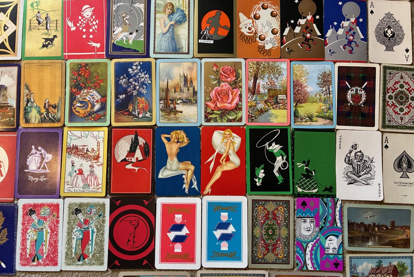 Lot~94 Vintage Single Swap Playing Cards~Art Deco~Women~Victorian~Flapper~Dogs+