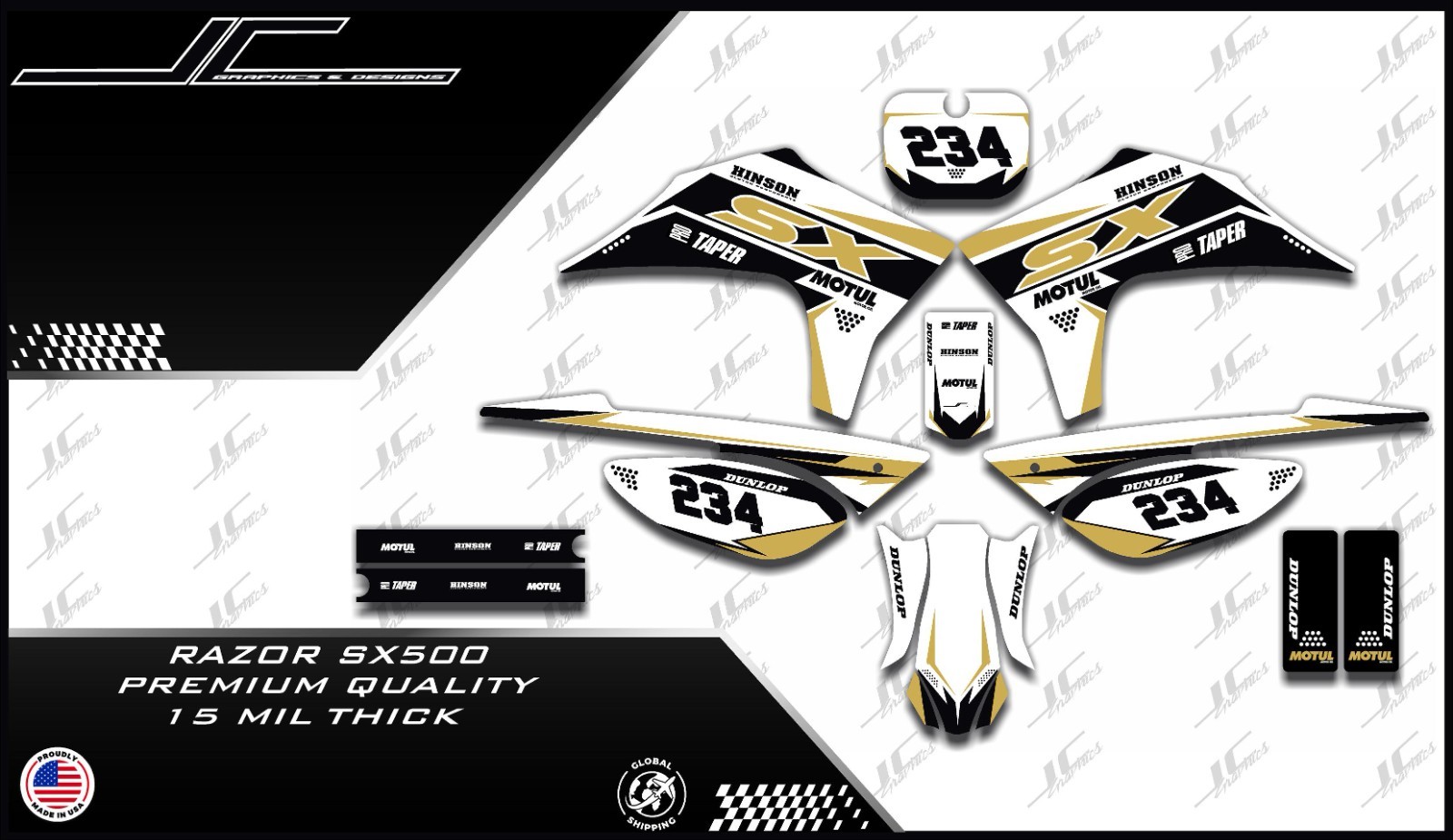 Razor SX500 graphics kit decals THICK AND HIGH GLOSS