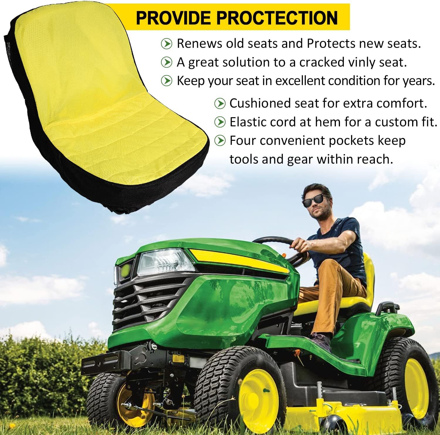 LP92334 Riding Lawn Mower Cushioned Seat Cover for John Deere Mower Tractor