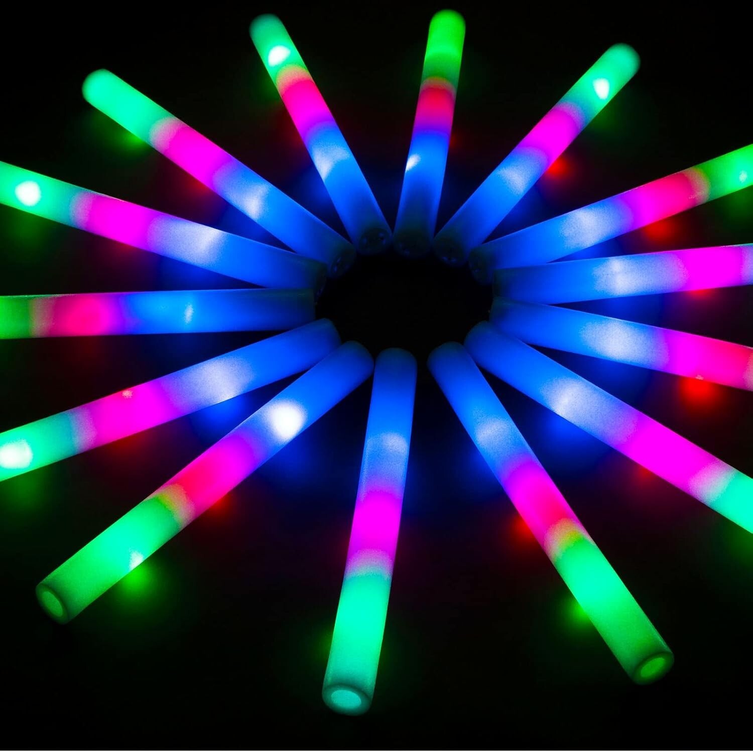 100pcs LED Glow Sticks Flashing Light Sticks Rally Party Light Up Foam Sticks