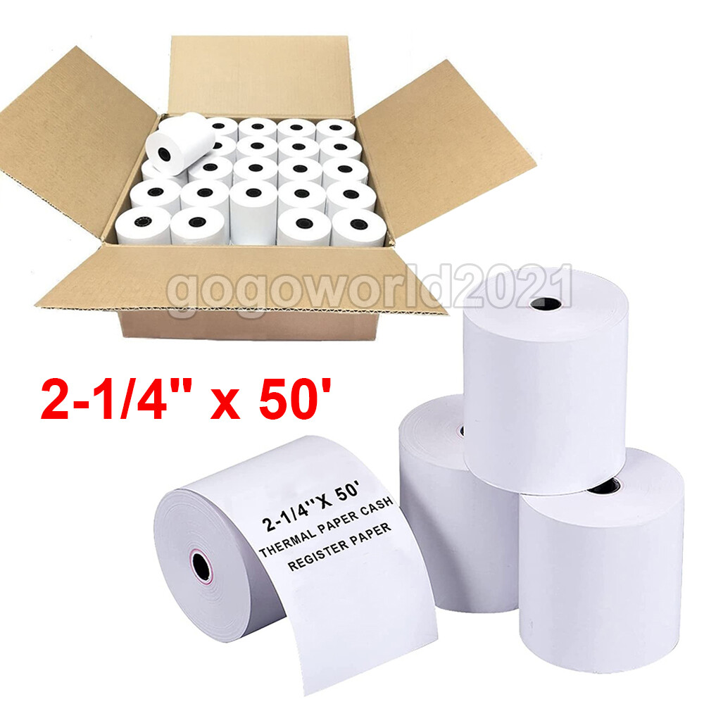 2-1/4" x 50' Thermal Credit Card Cash Register POS Receipt Paper 50 - 600 Rolls