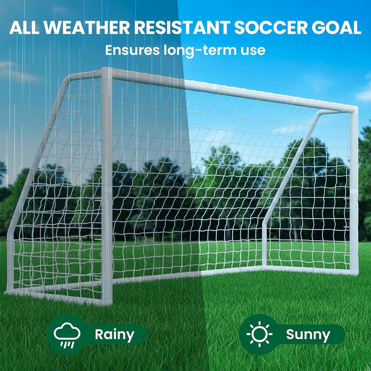 12 x 6' Portable Soccer Goal Net PVC Post Frame Backyard Football Training Set