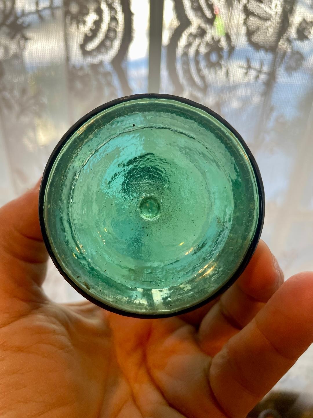 1870 Green Master Ink Utility Bottle Cylinder 3 Piece Mold Applied Lip Blown