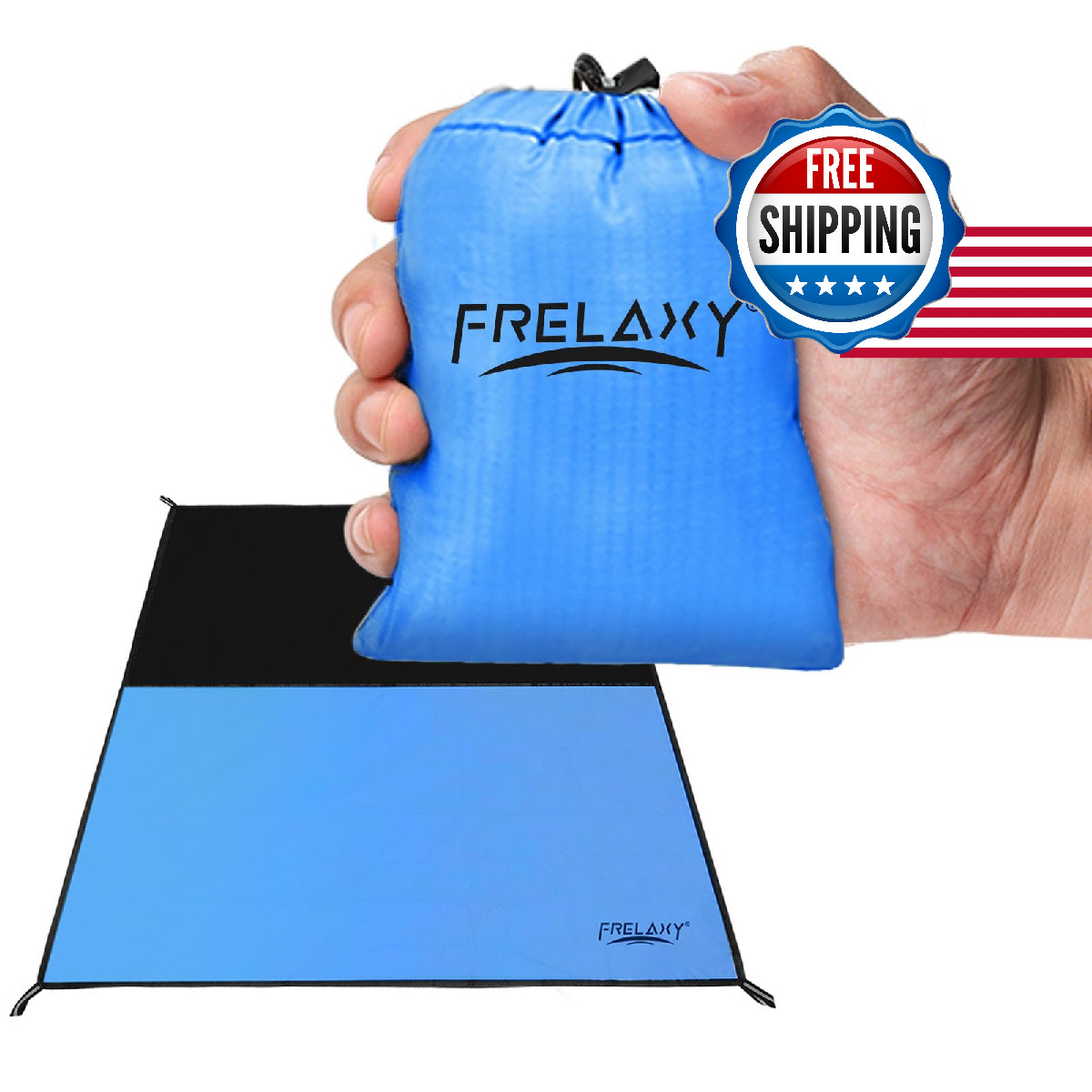 Frelaxy Pocket Picnic Blanket, Waterproof Sandproof Beach Mat, Compact Camping T