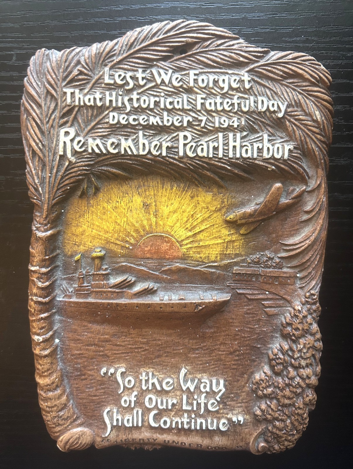 Vintage Remember Pearl Harbor 3D Wall Plaque