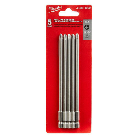Milwaukee Tool 48-30-1000 Phillips Collated Magazine Bits,5Pc