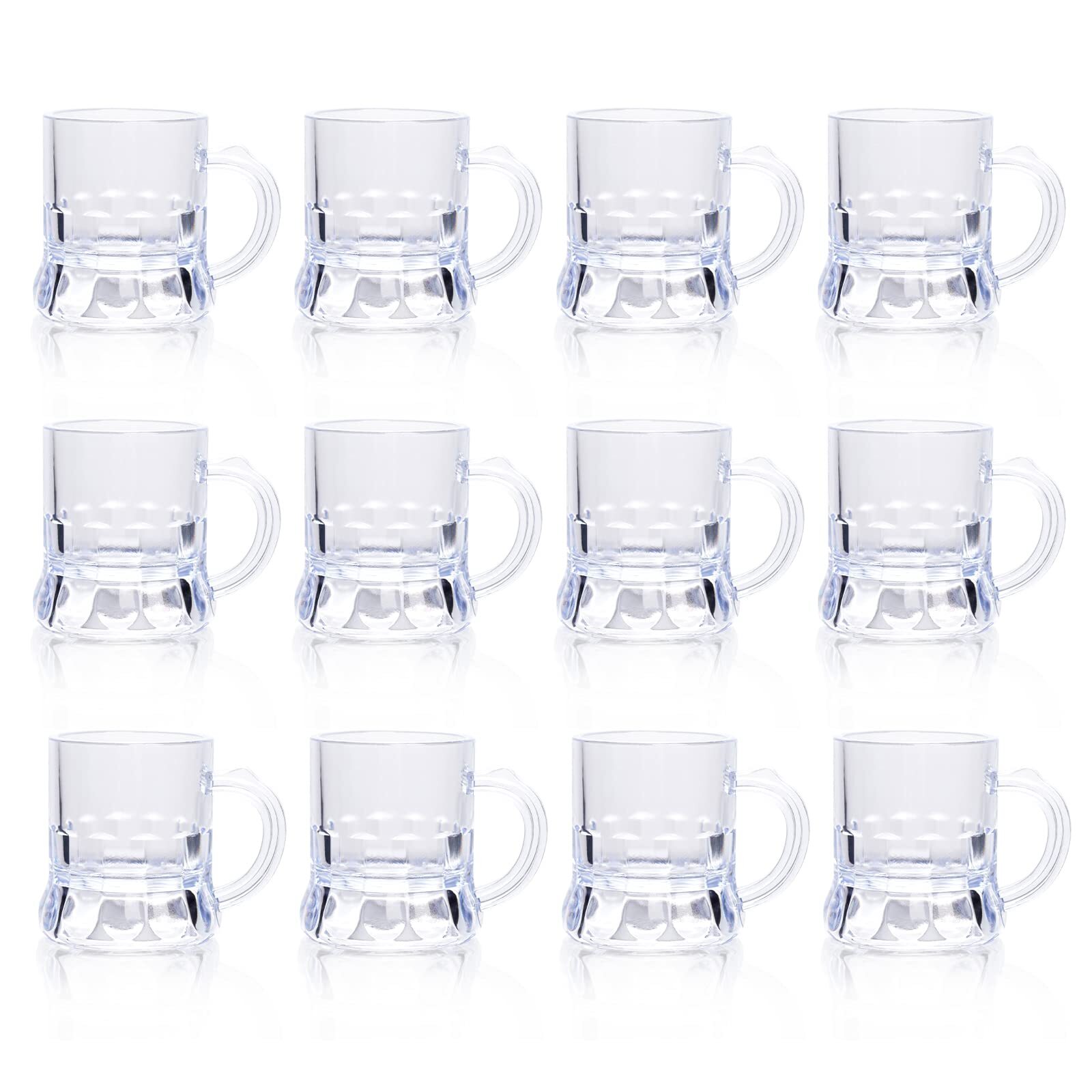 12 Pack 1oz Mini Beer Mugs Shot Glasses with Handles for Drinks Festival BBQ
