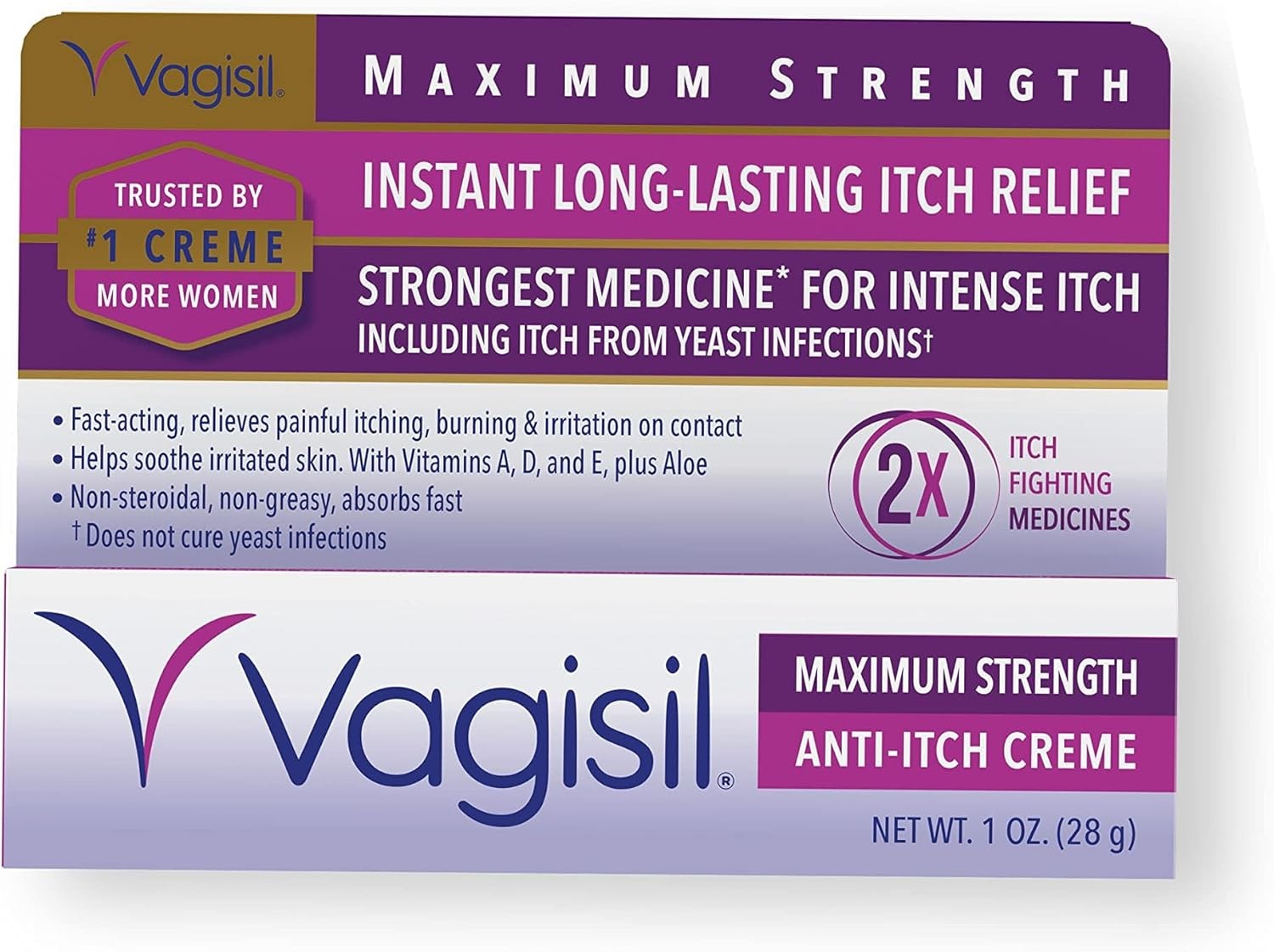 Vagisil Maximum Strength Feminine Anti-Itch Cream with Benzocaine for Women 1 oz
