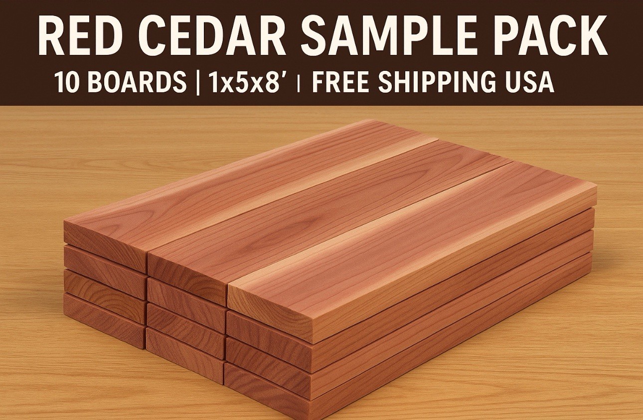 🪵 10 Red Cedar Boards – 1”x5”x8’ Sample Pack | Aromatic | 🚚 Free Freight Ship