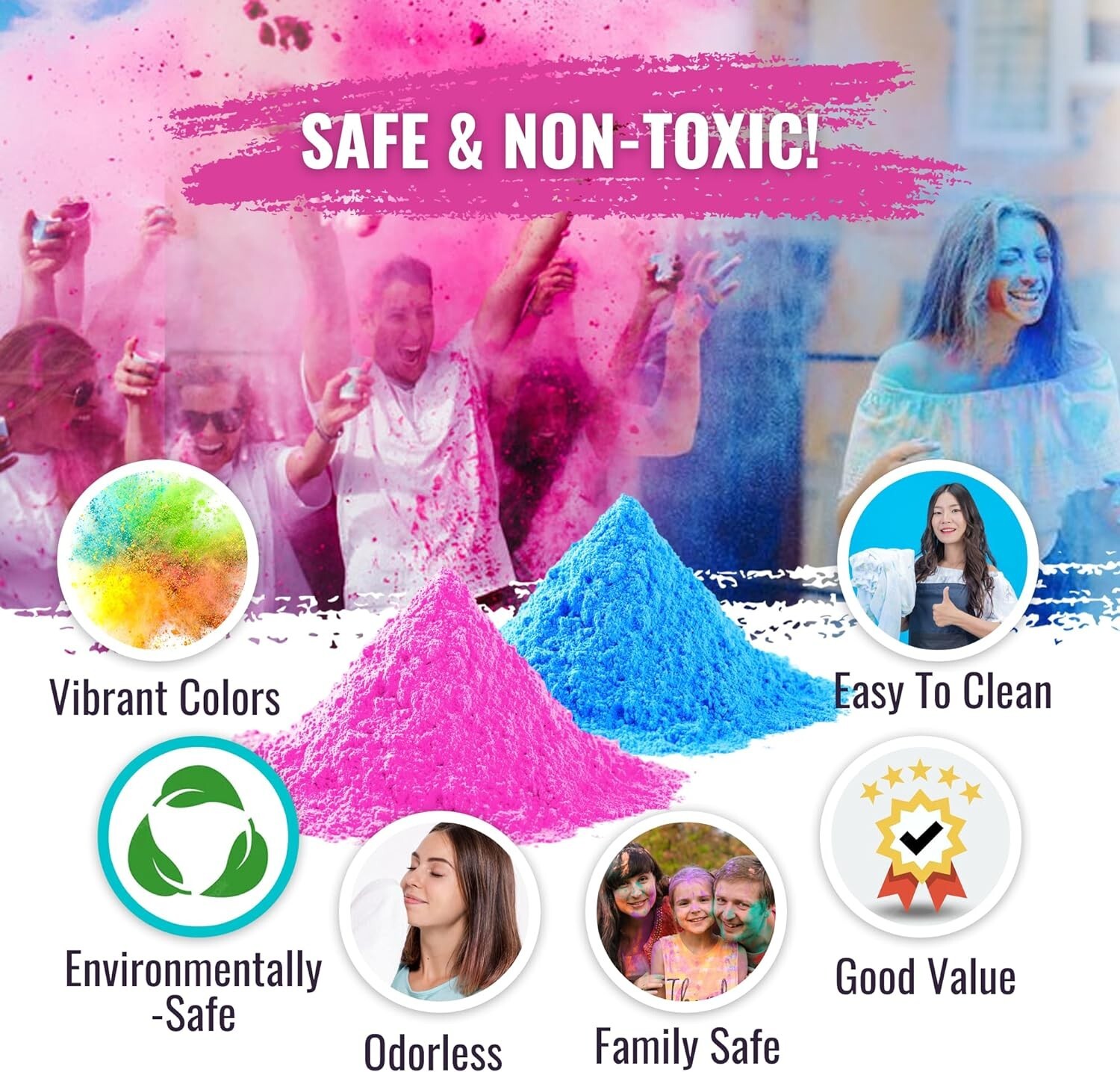 Color Blaze - 15lbs Pink & 15lbs Blue Color Powder Gender Reveal Baby Girl Holi