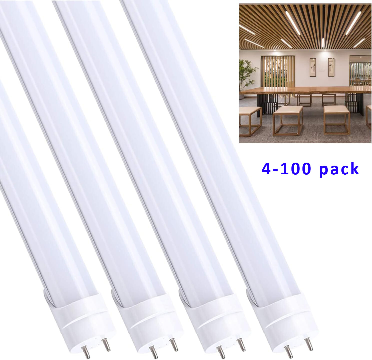 4FT T8 LED Tube Light Bulbs 22W G13 4' LED Shop Light Bulbs 4000K~6500K