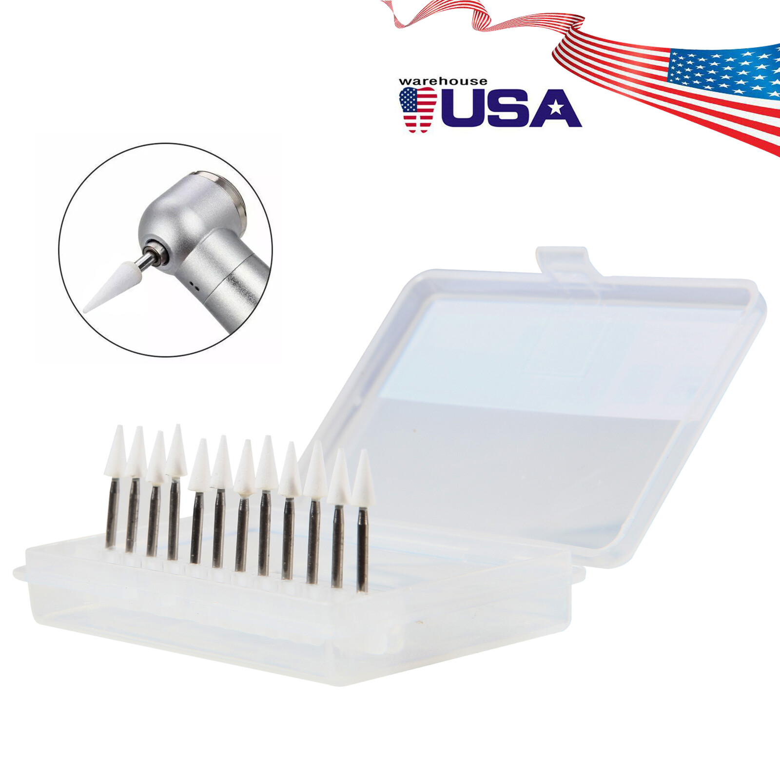 Dental White Stone Porcelain Resin Polishing Burs FG /Composite Finishing Burs