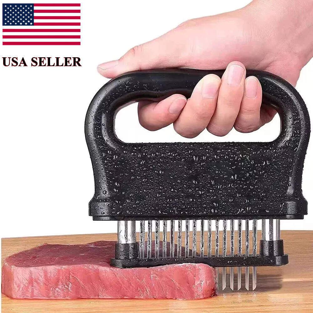 New Meat Tenderizer with 48 Stainless Steel Ultra Sharp Needle Blades BBQ Tool