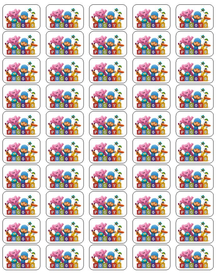 50 Pocoyo Envelope Seals / Labels / Stickers, 1" by 1.5"