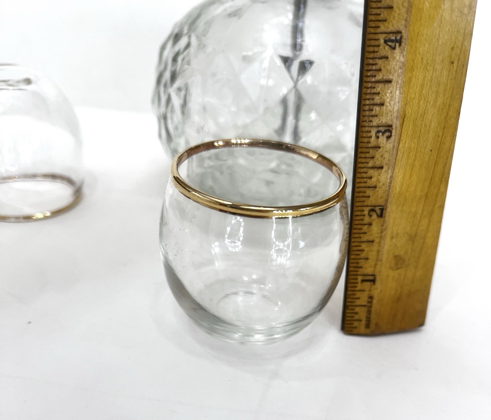 Vintage Park Sherman Liquor Dispenser Set with Brass Pump and 6 Gold Rim Glasses