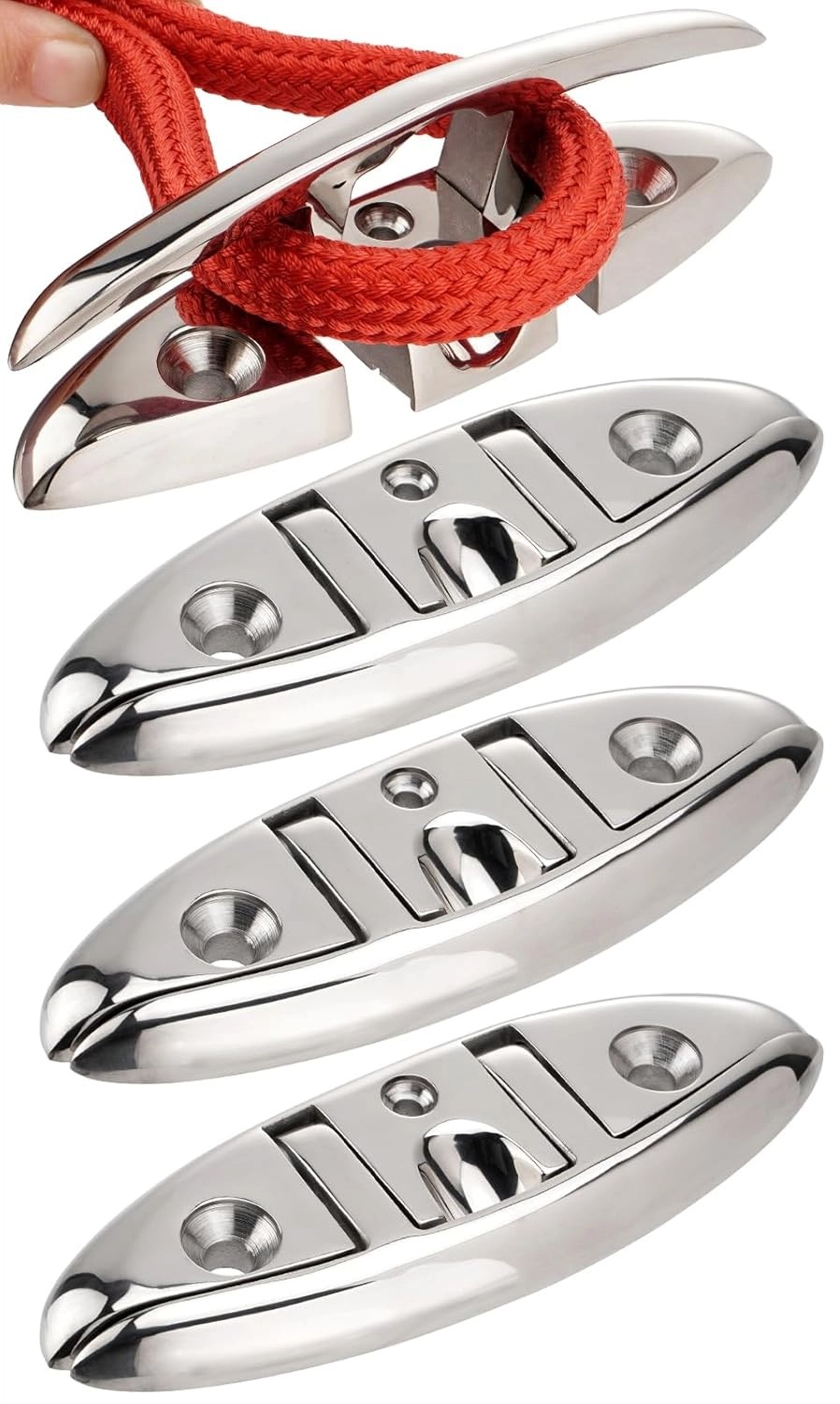 4 Pack Boat Cleat 6" 316 Stainless Steel Folding Cleat Flip Up Dock Rope Cleat