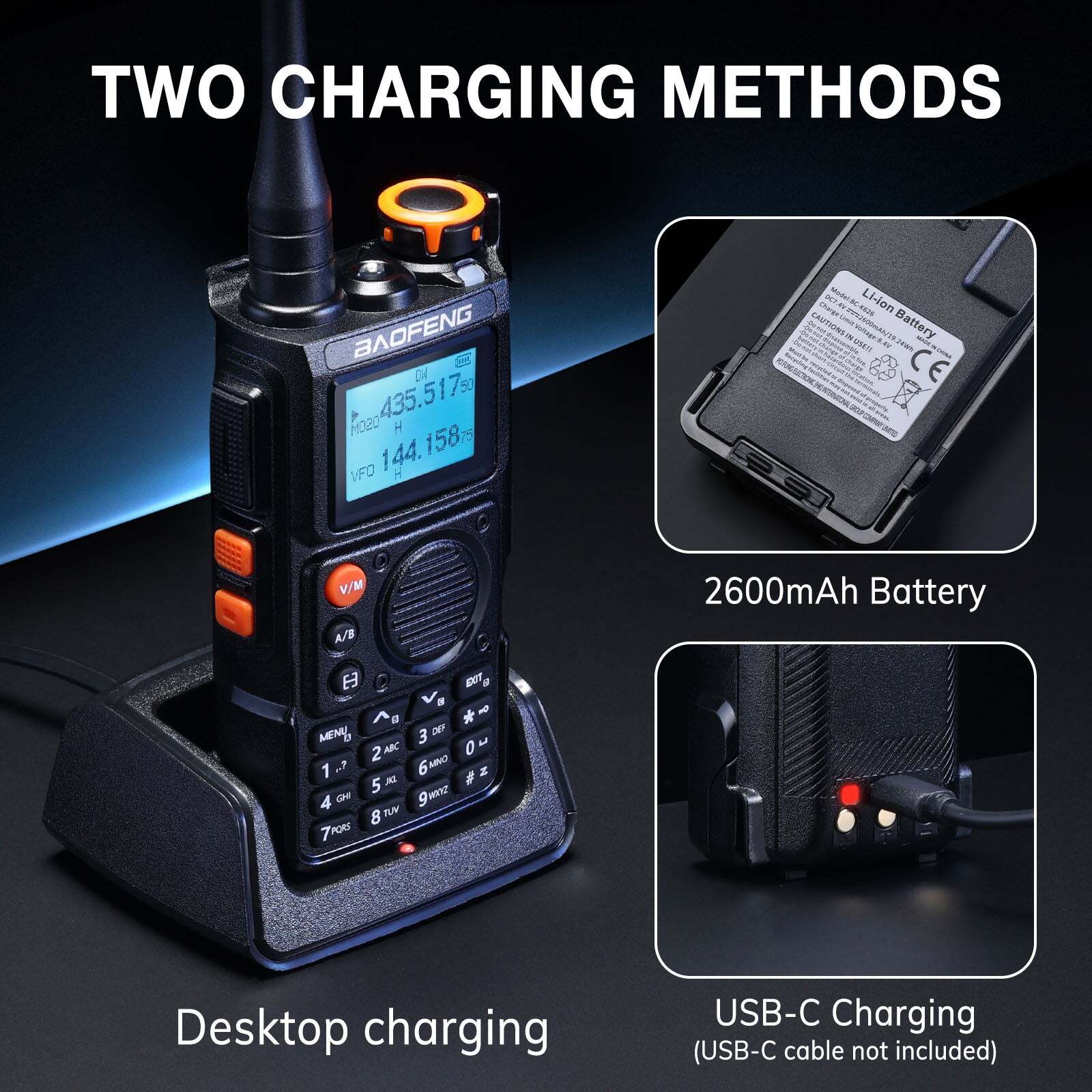 [2 Packs] Baofeng K6 5W Tri-Band Ham Radio UHF/VHF/1.25M/NOAA/FM/Air Receiver