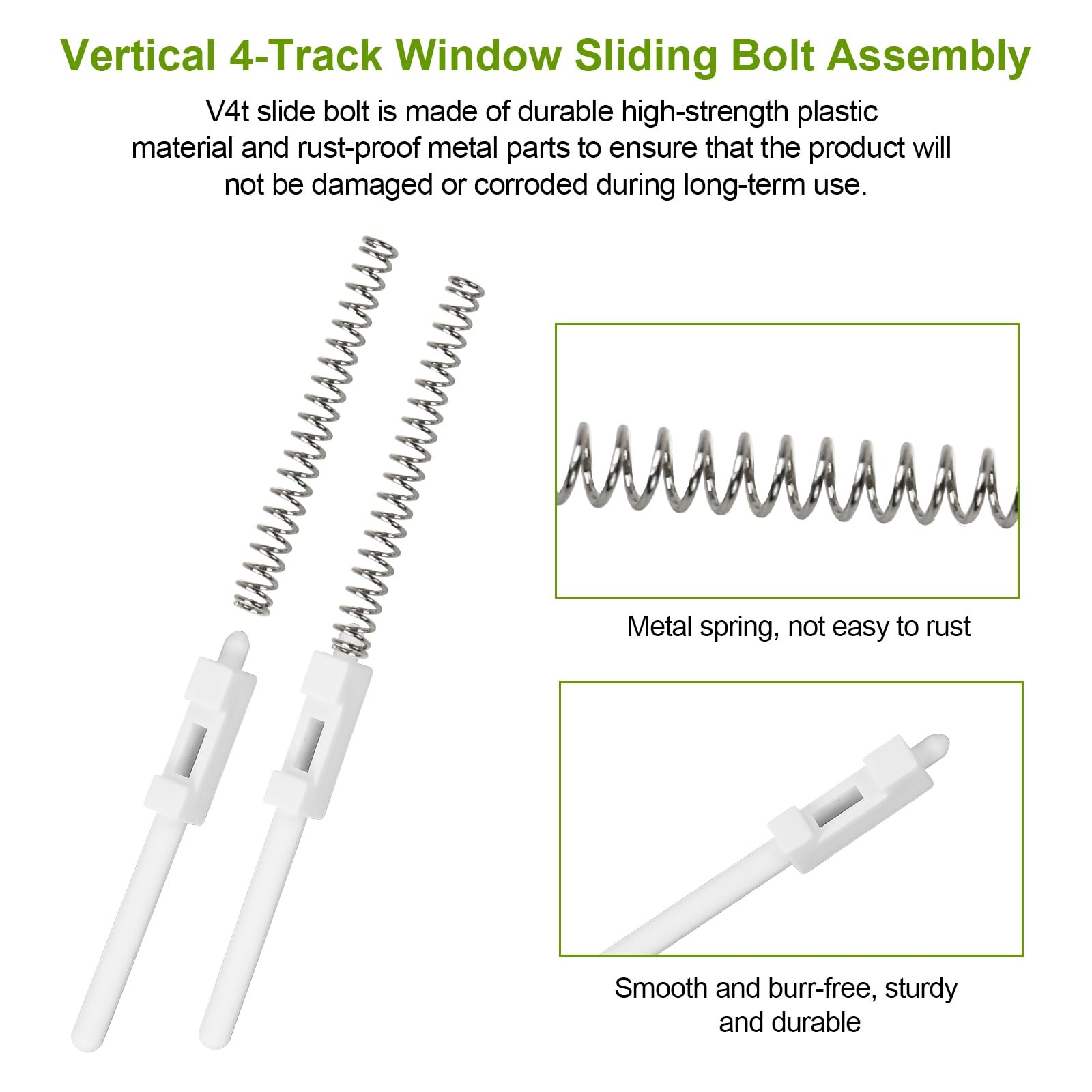 Slide Spring Bolt Assembly Replacement for Eze Breeze Vertical 4 Track White