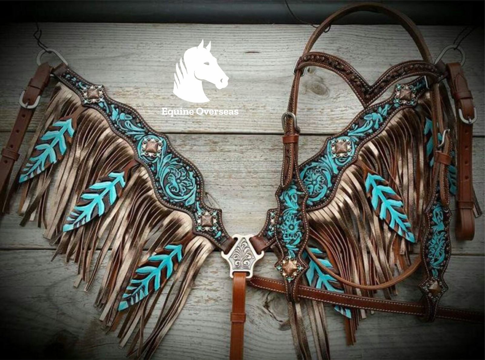 Handmade Tooled Leather Western Horse Tack Set: Adjustable Tack Set