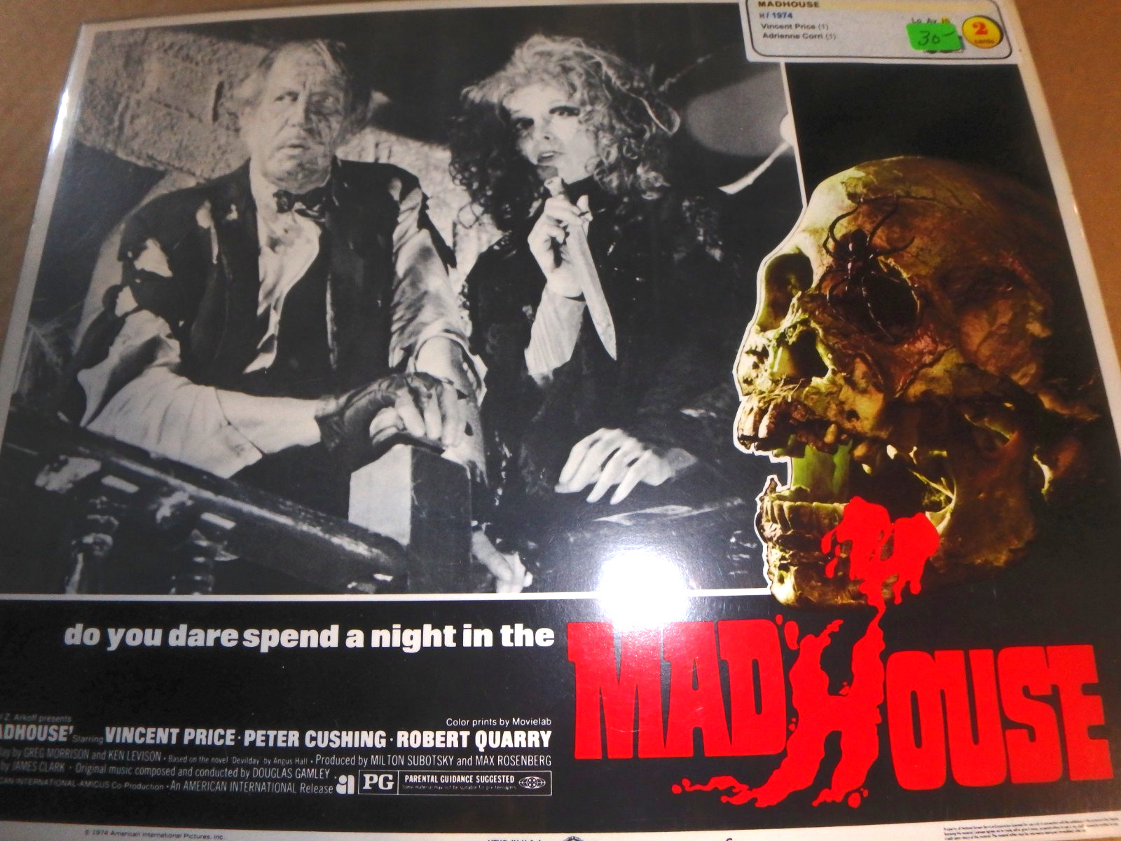 "MADHOUSE" VINCENT PRICE 1974 ORIGINAL LOBBY CARD SET OF 2 !