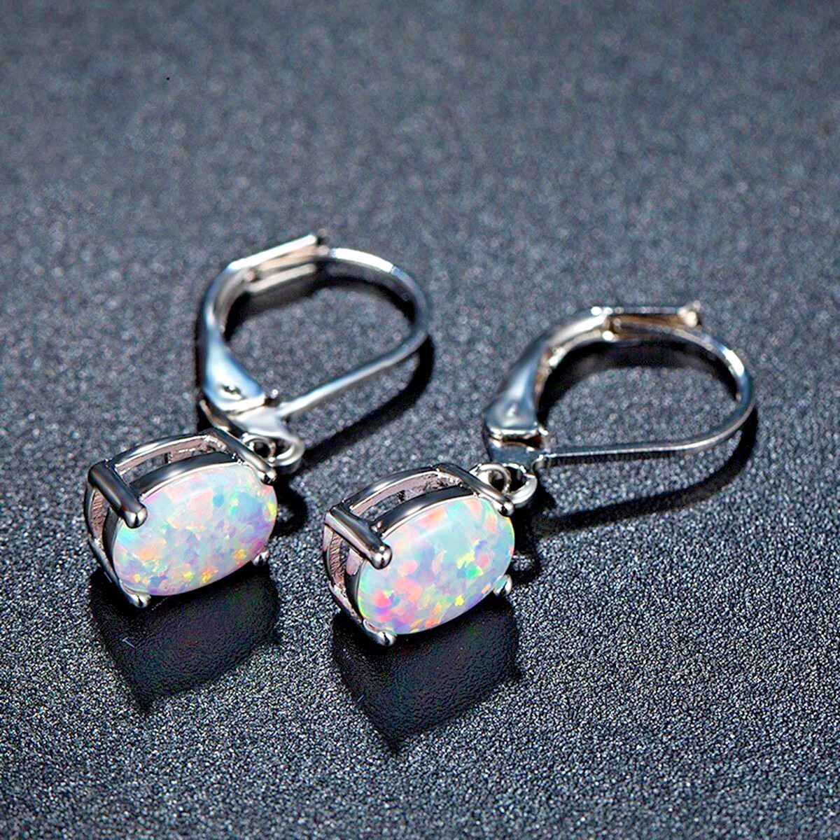 925 Silver Fire Opal Dangle Drop Earrings Healing Dainty Minimalist Earrings