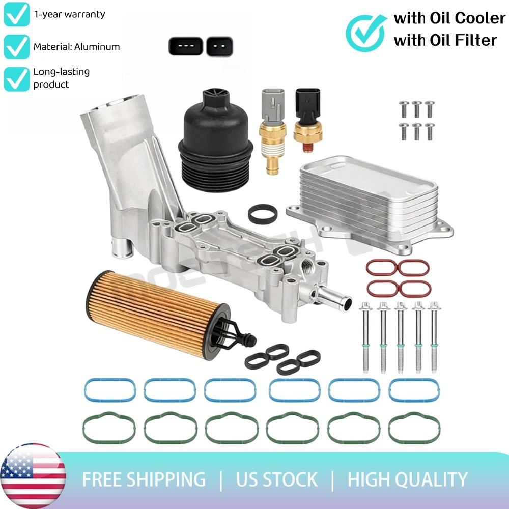 Aluminum Engine Oil Cooler Filter Housing Fit 11-16 Chrysler Dodge Jeep Ram 3.6L