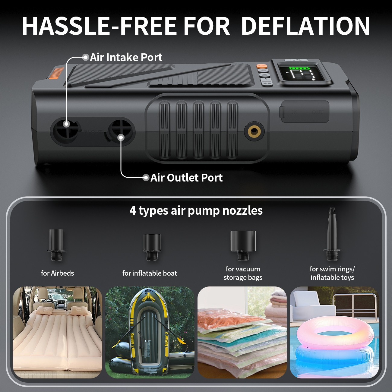 Geeneu 9000A Car Jump Starter with Air compressor ortable 12V Car BatteryBooster