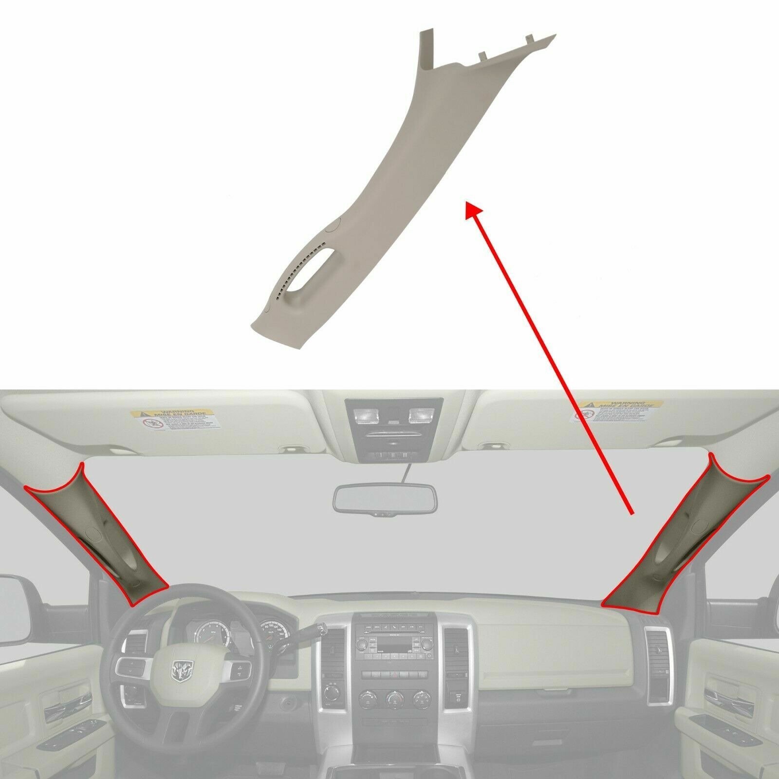 Front Right Side inside Grab Handle A Pillar Trim For 2002- 09 10 Ram 1500 2500