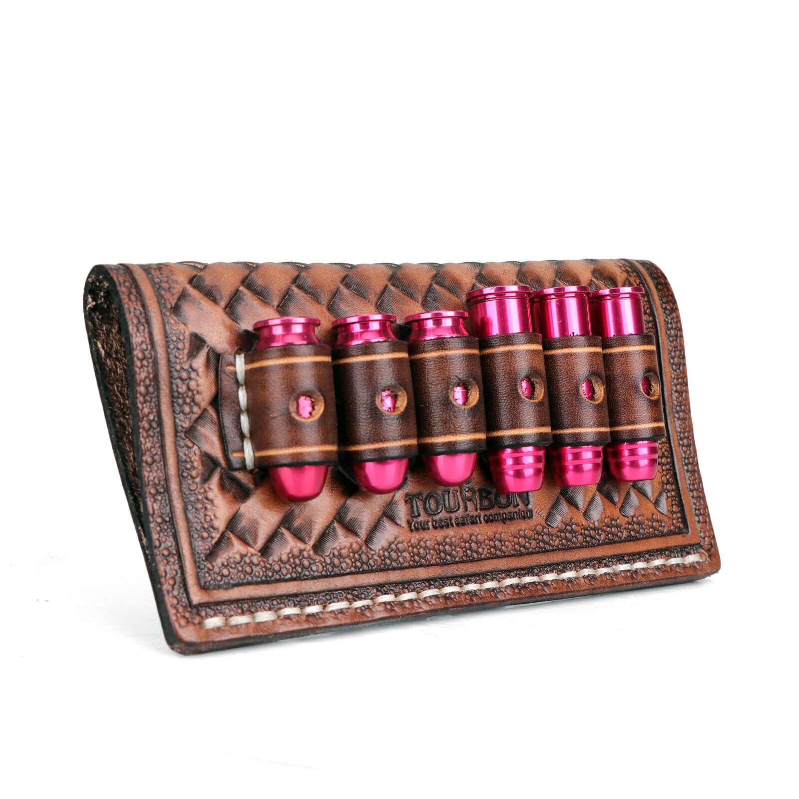 TOURBON 6 Rounds Leather .38/.357/44 Mag Rifle Ammo Belt Holster Slide Gift US