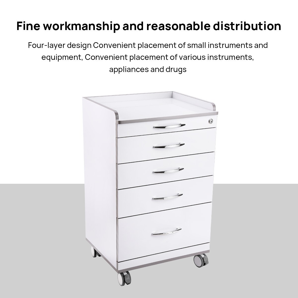 Medical Dental Trolley Carts Mobile Cart Instrument With 4 Drawers 360° wheels